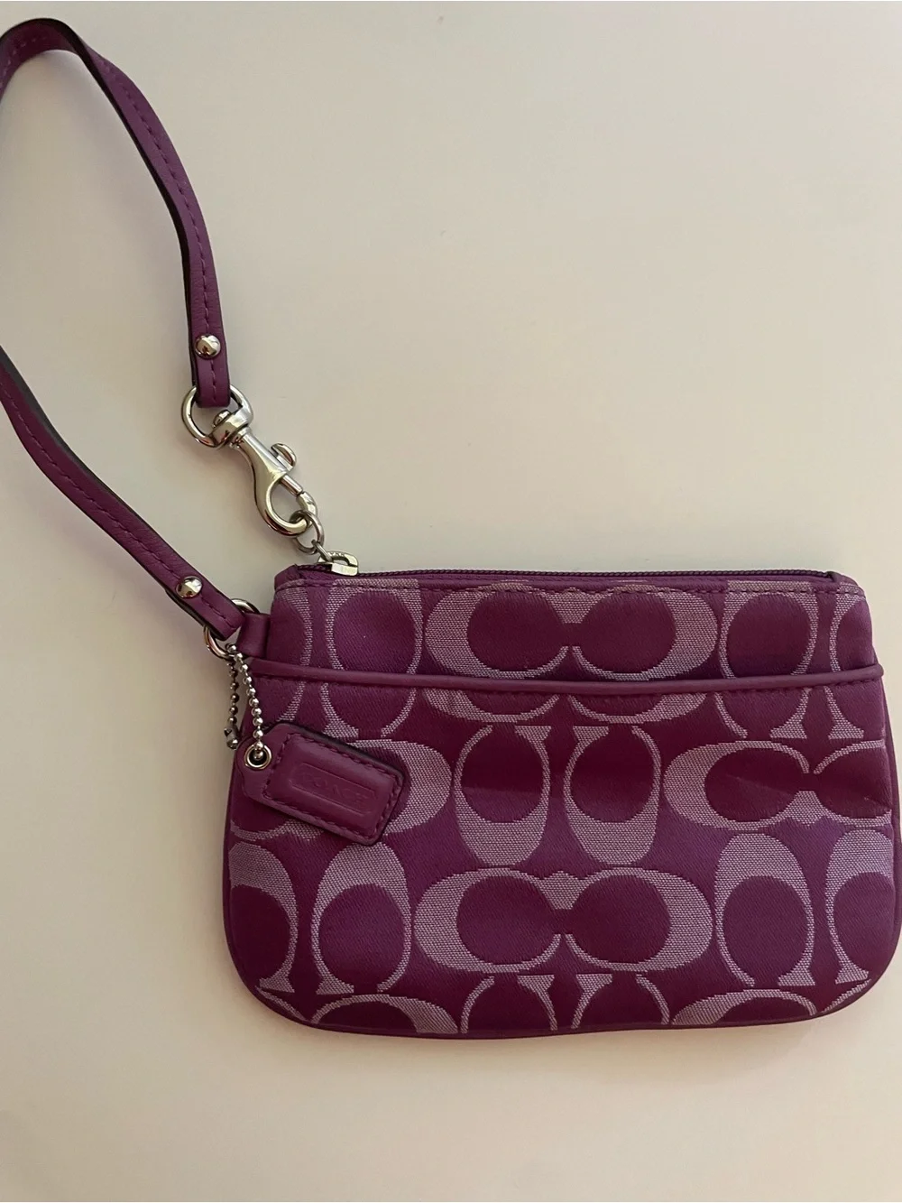 Coach Purple Signature Jacquard Wristlet